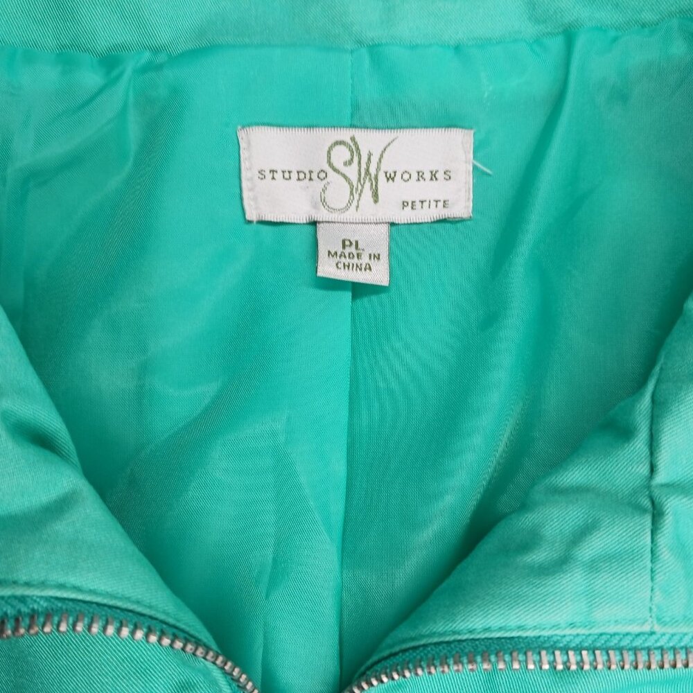 Studio Works Petite Large Canvas Spring Jacket Seafoam Green Lined Full Zip - Picture 12 of 14